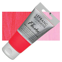 Lefranc & Bourgeois Flashe Vinyl Paint - Fluorescent Red, 80 ml tube and swatch