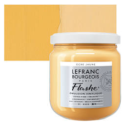 Lefranc & Bourgeois Flashe Vinyl Paint - Yellow Ochre, 400 ml jar and swatch
