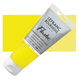 Lefranc & Bourgeois Flashe Vinyl Paint - Lemon Yellow, 80 ml tube and swatch