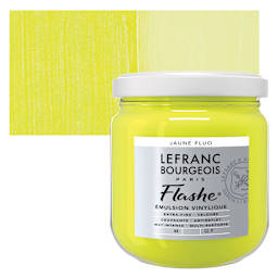 Lefranc & Bourgeois Flashe Vinyl Paint - Fluorescent Yellow, 400 ml jar and swatch