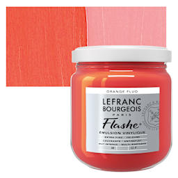 Lefranc & Bourgeois Flashe Vinyl Paint - Fluorescent Orange, 125 ml jar and swatch