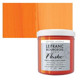 Lefranc & Bourgeois Flashe Vinyl Paint - Japanese Orange, 125 ml jar and swatch