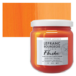 Lefranc & Bourgeois Flashe Vinyl Paint - Japanese Orange, 400 ml jar and swatch