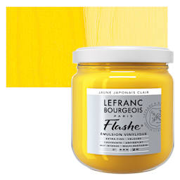 Lefranc & Bourgeois Flashe Vinyl Paint - Japanese Yellow, 400 ml jar and swatch
