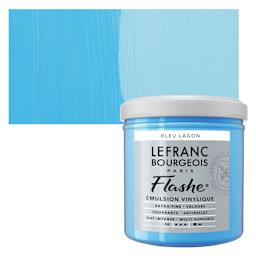 Lefranc & Bourgeois Flashe Vinyl Paint - Lagoon Blue, 125 ml jar and swatch