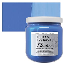 Lefranc & Bourgeois Flashe Vinyl Paint - Cobalt Blue Hue, 400 ml jar and swatch