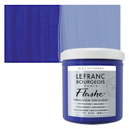 Lefranc & Bourgeois Flashe Vinyl Paint - Ultramarine Blue, 125 ml jar and swatch