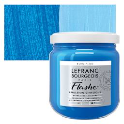 Lefranc & Bourgeois Flashe Vinyl Paint - Fluorescent Blue, 400 ml jar and swatch