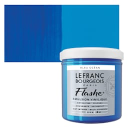 Lefranc & Bourgeois Flashe Vinyl Paint - Ocean Blue, 125 ml jar and swatch