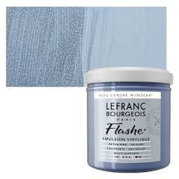 Lefranc & Bourgeois Flashe Vinyl Paint - Iridescent Ash Blue, 125 ml jar and swatch