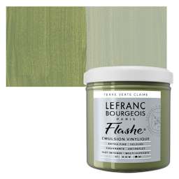 Lefranc & Bourgeois Flashe Vinyl Paint - Light Green Earth, 125 ml jar and swatch