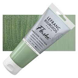 Lefranc & Bourgeois Flashe Vinyl Paint - Iridescent Green Earth, 80 ml tube and swatch