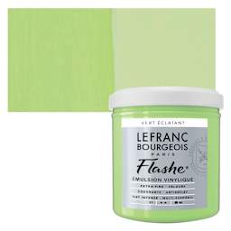Lefranc & Bourgeois Flashe Vinyl Paint - Bright Green, 125 ml jar and swatch