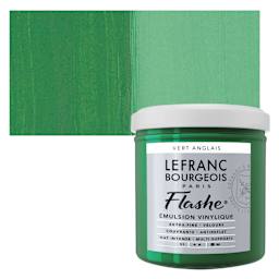 Lefranc & Bourgeois Flashe Vinyl Paint - Chrome Green, 125 ml jar and swatch