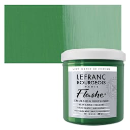 Lefranc & Bourgeois Flashe Vinyl Paint - Chromium Oxide Green, 125 ml jar and swatch