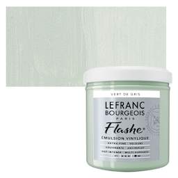 Lefranc & Bourgeois Flashe Vinyl Paint - Gray Green, 125 ml jar and swatch