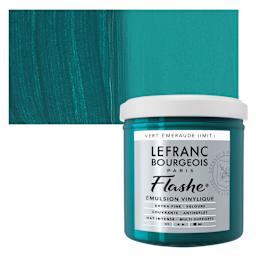 Lefranc & Bourgeois Flashe Vinyl Paint - Viridian Hue, 125 ml jar and swatch