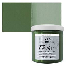 Lefranc & Bourgeois Flashe Vinyl Paint - Verdaccio, 125 ml jar and swatch