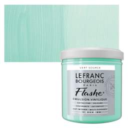 Lefranc & Bourgeois Flashe Vinyl Paint - Water Green, 125 ml jar and swatch