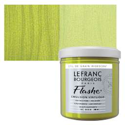 Lefranc & Bourgeois Flashe Vinyl Paint - Iridescent Stil de Grain Green, 125 ml jar and swatch