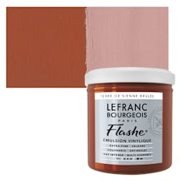 Lefranc & Bourgeois Flashe Vinyl Paint - Burnt Sienna, 125 ml jar and swatch