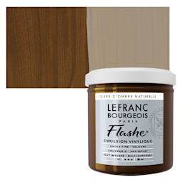 Lefranc & Bourgeois Flashe Vinyl Paint - Raw Umber, 125 ml jar and swatch