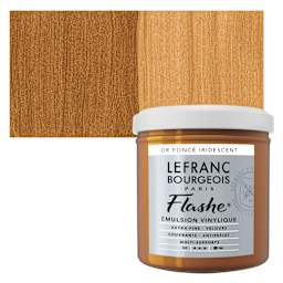 Lefranc & Bourgeois Flashe Vinyl Paint - Deep Gold 125 ml jar and swatch