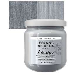 Lefranc & Bourgeois Flashe Vinyl Paint - Iridescent Silver 400 ml jar and swatch