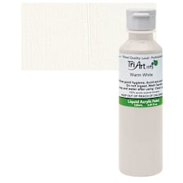 Tri-Art Liquid Artist Acrylic - Warm White, 120 ml bottle and swatch