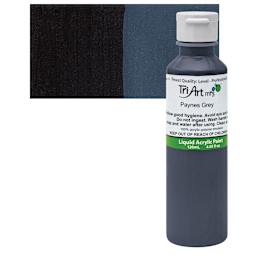 Tri-Art Liquid Artist Acrylic - Payne's Gray, 120 ml bottle and swatch