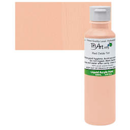 Tri-Art Liquid Artist Acrylic - Red Oxide Tint, 120 ml bottle and swatch