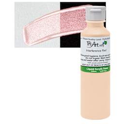 Tri-Art Liquid Artist Acrylic - Interference Red, 120 ml bottle and swatch