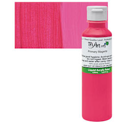 Tri-Art Liquid Artist Acrylic - Primary Magenta, 120 ml bottle and swatch