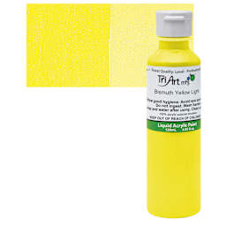 Tri-Art Liquid Artist Acrylic - Bismuth Yellow Light, 120 ml bottle and swatch