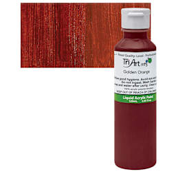 Tri-Art Liquid Artist Acrylic - Golden Orange, 120 ml bottle and swatch