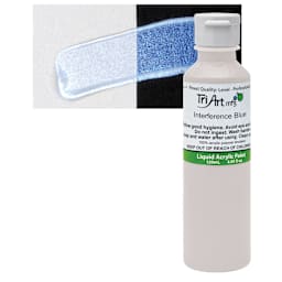 Tri-Art Liquid Artist Acrylic - Interference Blue, 120 ml bottle and swatch