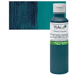 Tri-Art Liquid Artist Acrylic - Phthalo Turquoise, 120 ml bottle and swatch