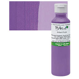 Tri-Art Liquid Artist Acrylic - Brilliant Purple, 120 ml bottle and swatch
