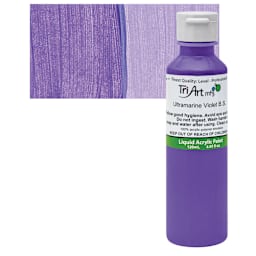 Tri-Art Liquid Artist Acrylic - Ultramarine Violet Blue Shade, 120 ml bottle and swatch