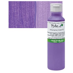 Tri-Art Liquid Artist Acrylic - Ultramarine Violet Red Shade, 120 ml bottle and swatch