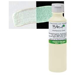 Tri-Art Liquid Artist Acrylic - Interference Green, 120 ml bottle and swatch