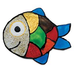 Pebeo Arti' Stick Window Colors and Sets - Finished art of stained glass fish cartoon