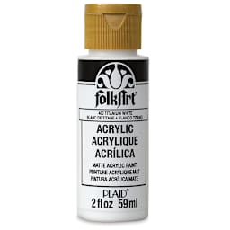 FolkArt Matte Acrylic Paint - Titanium White, 2 oz, Bottle (Front)