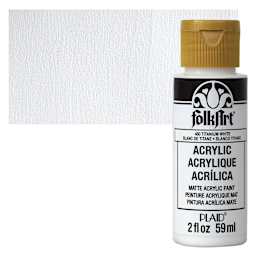 FolkArt Matte Acrylic Paint - Titanium White, 2 oz, Bottle and swatch