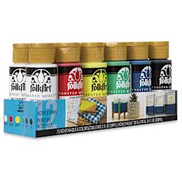 FolkArt Matte Acrylic Paint - Set of 12, Classic Colors, 2 oz, Bottles (Angled view)