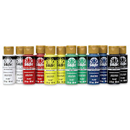 FolkArt Matte Acrylic Paint - Set of 12, Classic Colors, 2 oz, Bottles (Out of packaging)