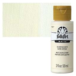 FolkArt Matte Acrylic Paint - Vintage White, 2 oz, Bottle and swatch