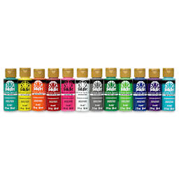 FolkArt Matte Acrylic Paint - Set of 12, Festival Colors, 2 oz, Bottles (Out of packaging)