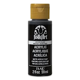 FolkArt Matte Acrylic Paint - Pure Black, 2 oz, Bottle (Front)