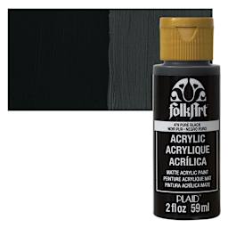 FolkArt Matte Acrylic Paint - Pure Black, 2 oz, Bottle and swatch